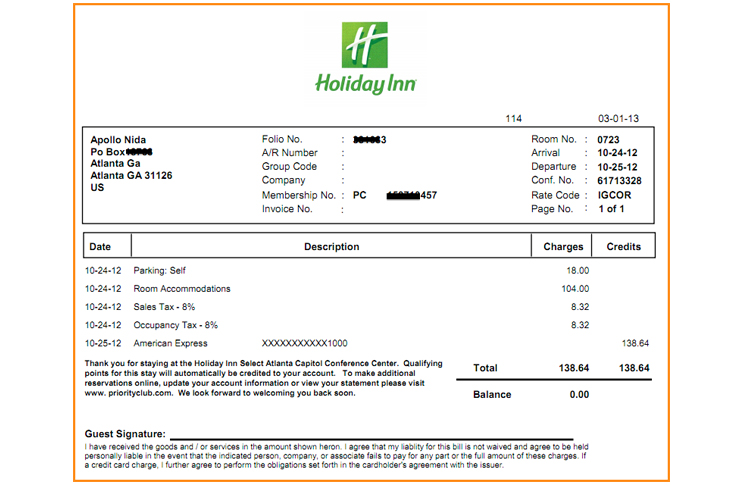 Hotel Invoice Sample from xendit.co